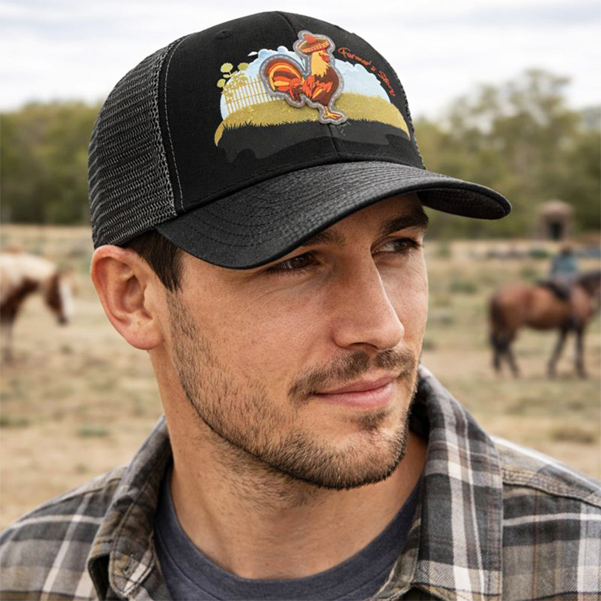 Gorra Knite Farmer Gallo cafe Trucker Agro Ajustable gris
