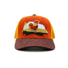 Gorra Knite Farmer Gallo cafe Trucker Agro Ajustable naranja