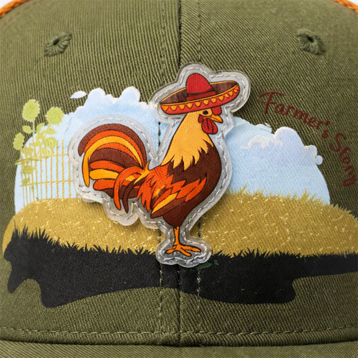 Gorra Knite Farmer Gallo cafe Trucker Agro Ajustable verde