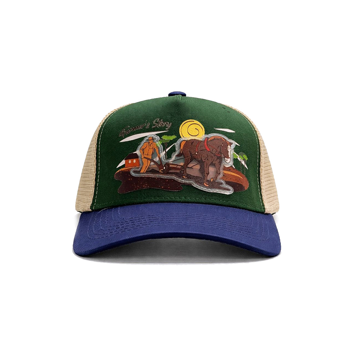 Gorra Trucker Harvest brown Ajustable Knite Estilo Campo azul