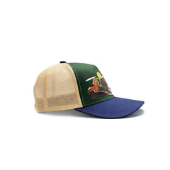 Gorra Trucker Harvest brown Ajustable Knite Estilo Campo azul
