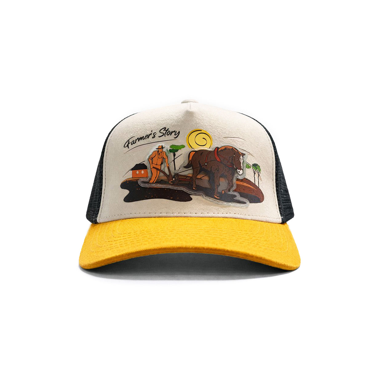 Gorra Trucker Harvest brown Ajustable Knite Estilo Campo blanco