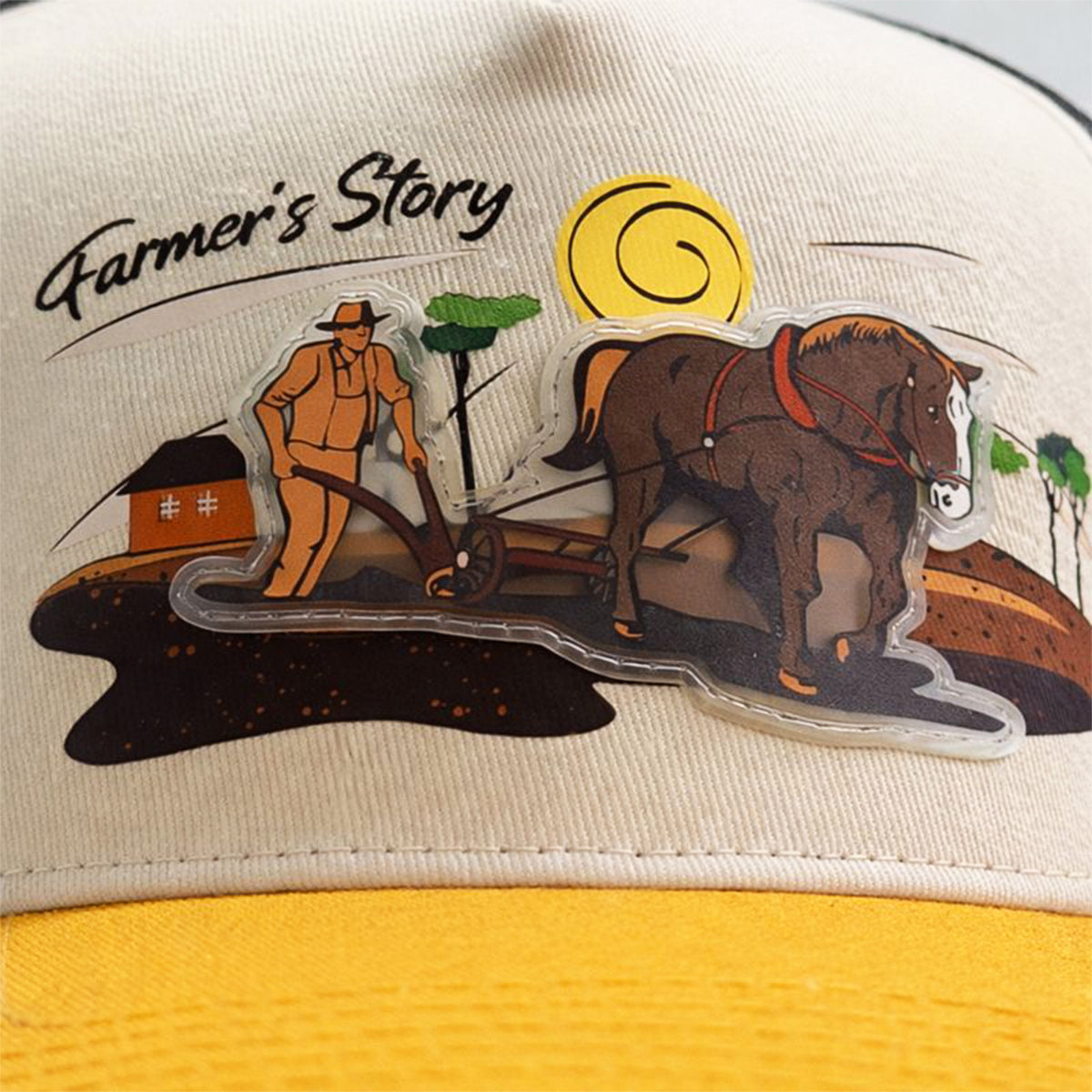 Gorra Trucker Harvest brown Ajustable Knite Estilo Campo blanco