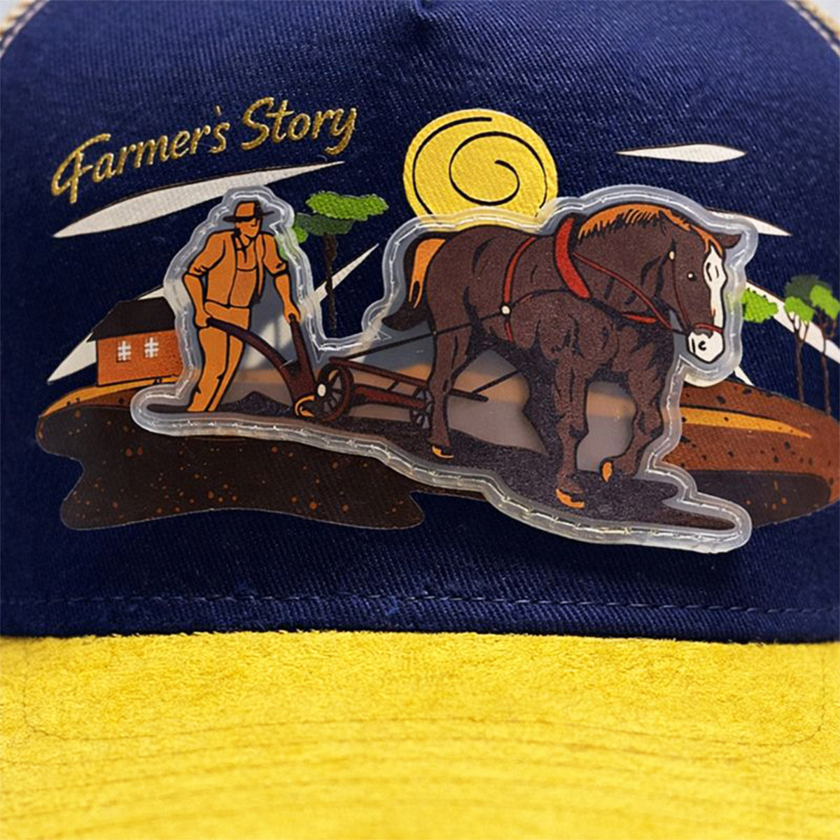 Gorra Trucker Harvest brown Ajustable Knite Estilo Campo amarillo