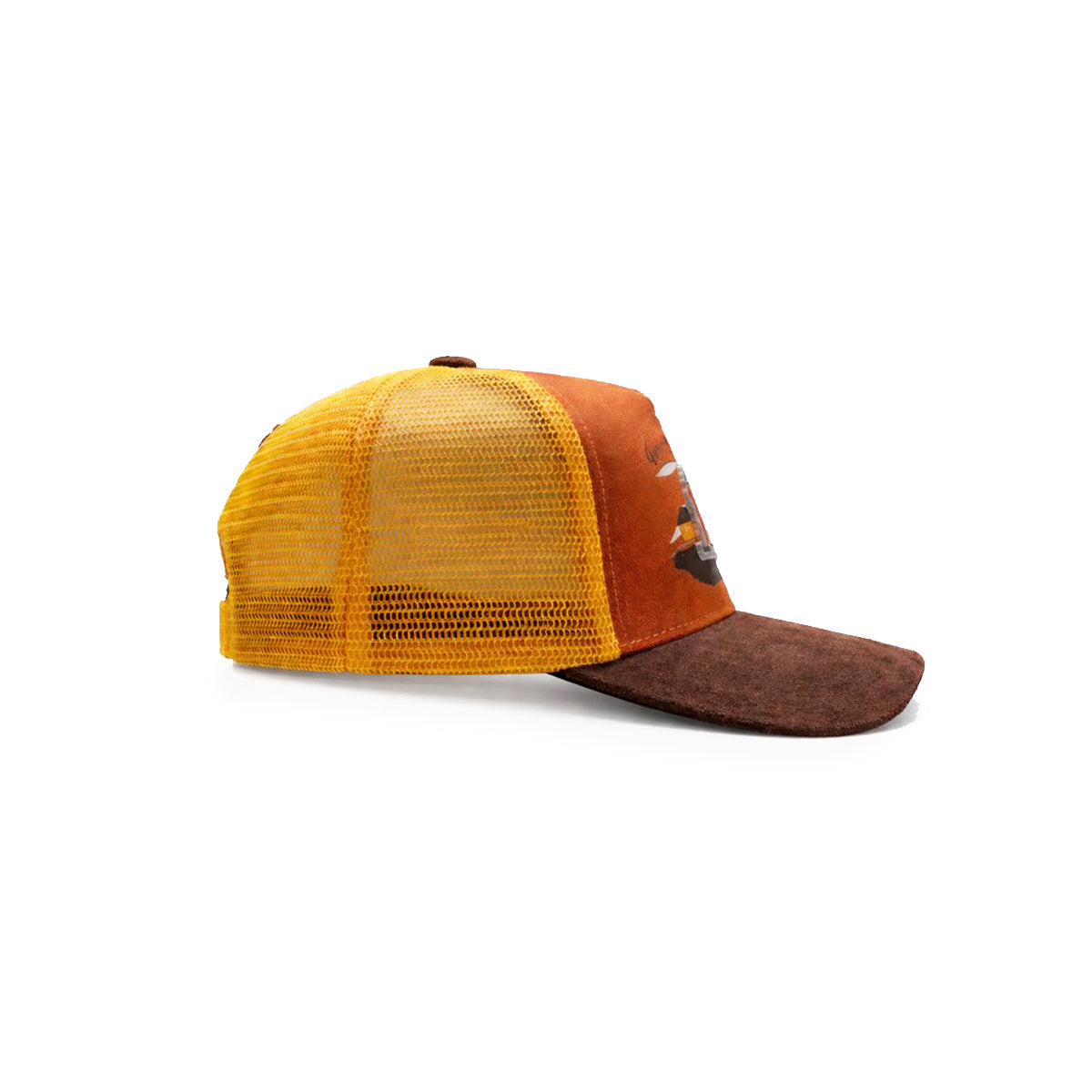 Gorra Trucker Harvest brown Ajustable Knite Estilo Campo naranja