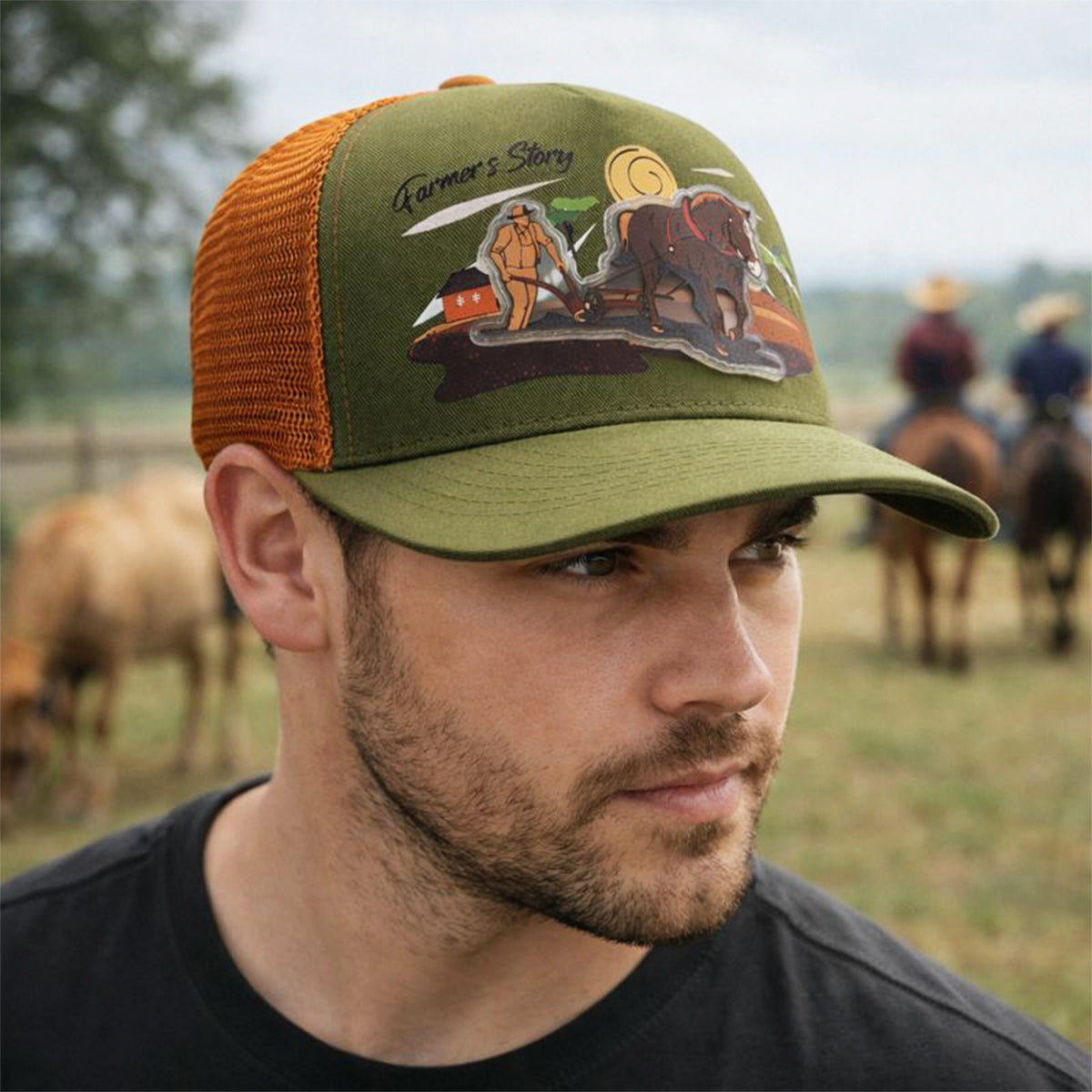 Gorra Trucker Harvest brown Ajustable Knite Estilo Campo verde