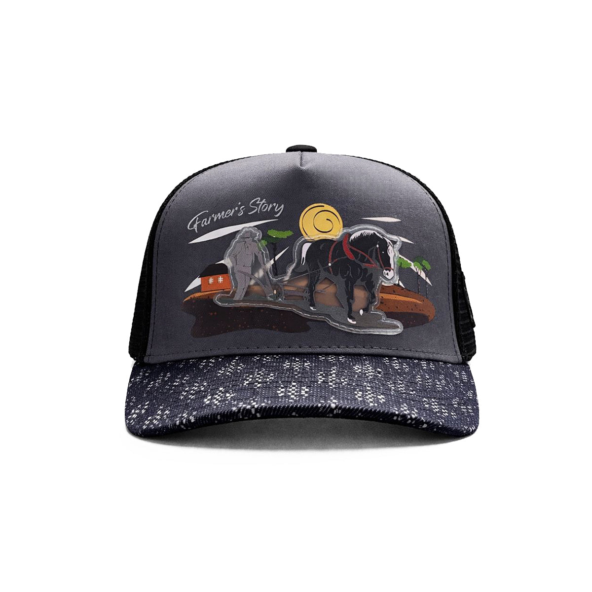 Gorra Trucker Harvest Black Ajustable Estilo Farmer Urbana azul
