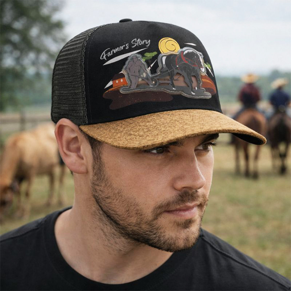 Gorra Trucker Harvest Black Ajustable Estilo Farmer Urbana cafe