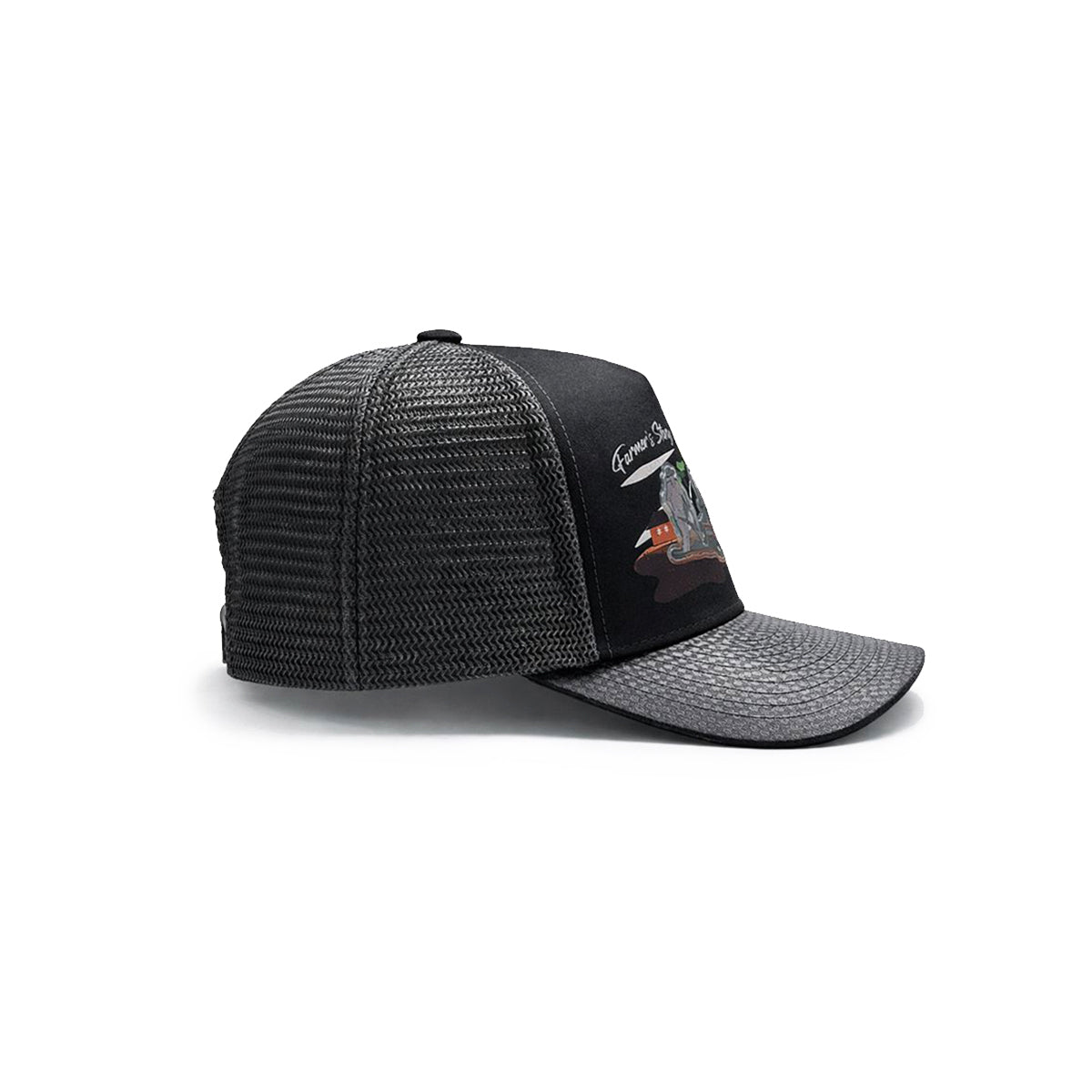 Gorra Trucker Harvest Black Ajustable Estilo Farmer Urbana gris