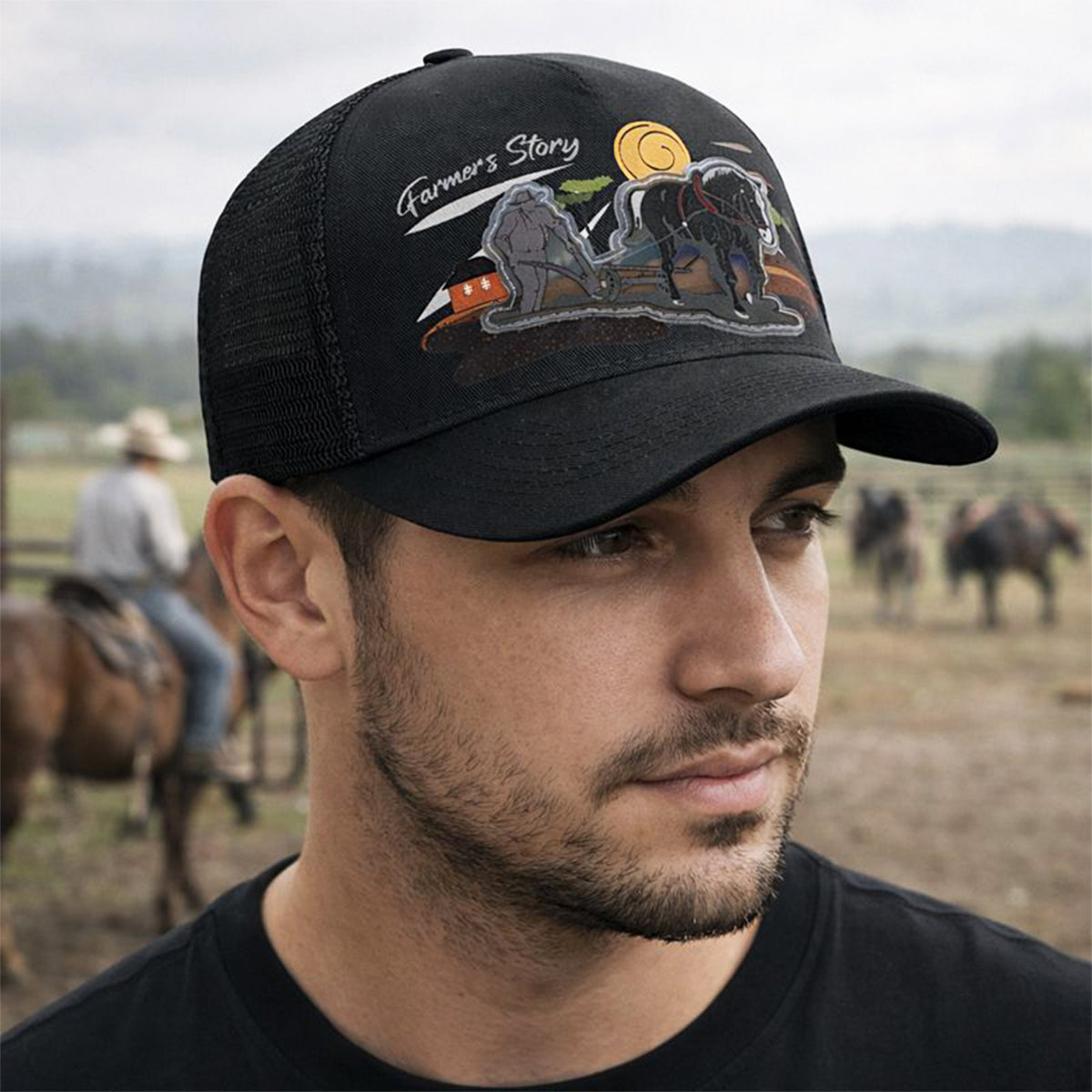 Gorra Trucker Harvest Black Ajustable Estilo Farmer Urbana negro