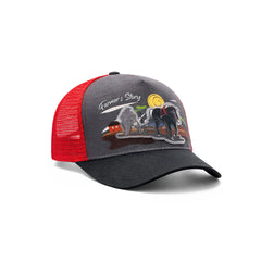 Gorra Trucker Harvest Black Ajustable Estilo Farmer Urbana rojo