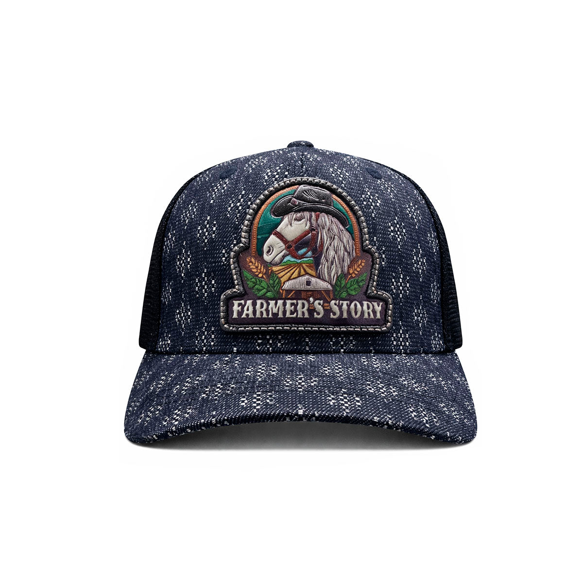 Gorra Knite Farmer Horse Black Trucker Caballo Ajustable azul