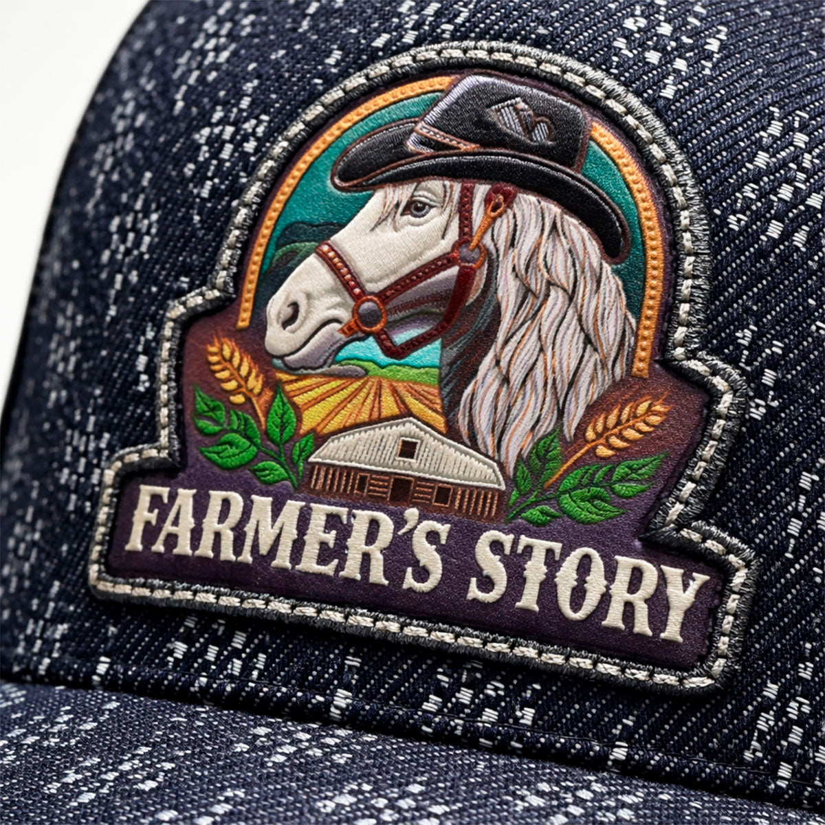 Gorra Knite Farmer Horse Black Trucker Caballo Ajustable azul
