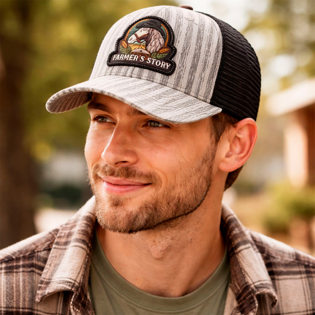 Gorra Knite Farmer Horse Black Trucker Caballo Ajustable beige