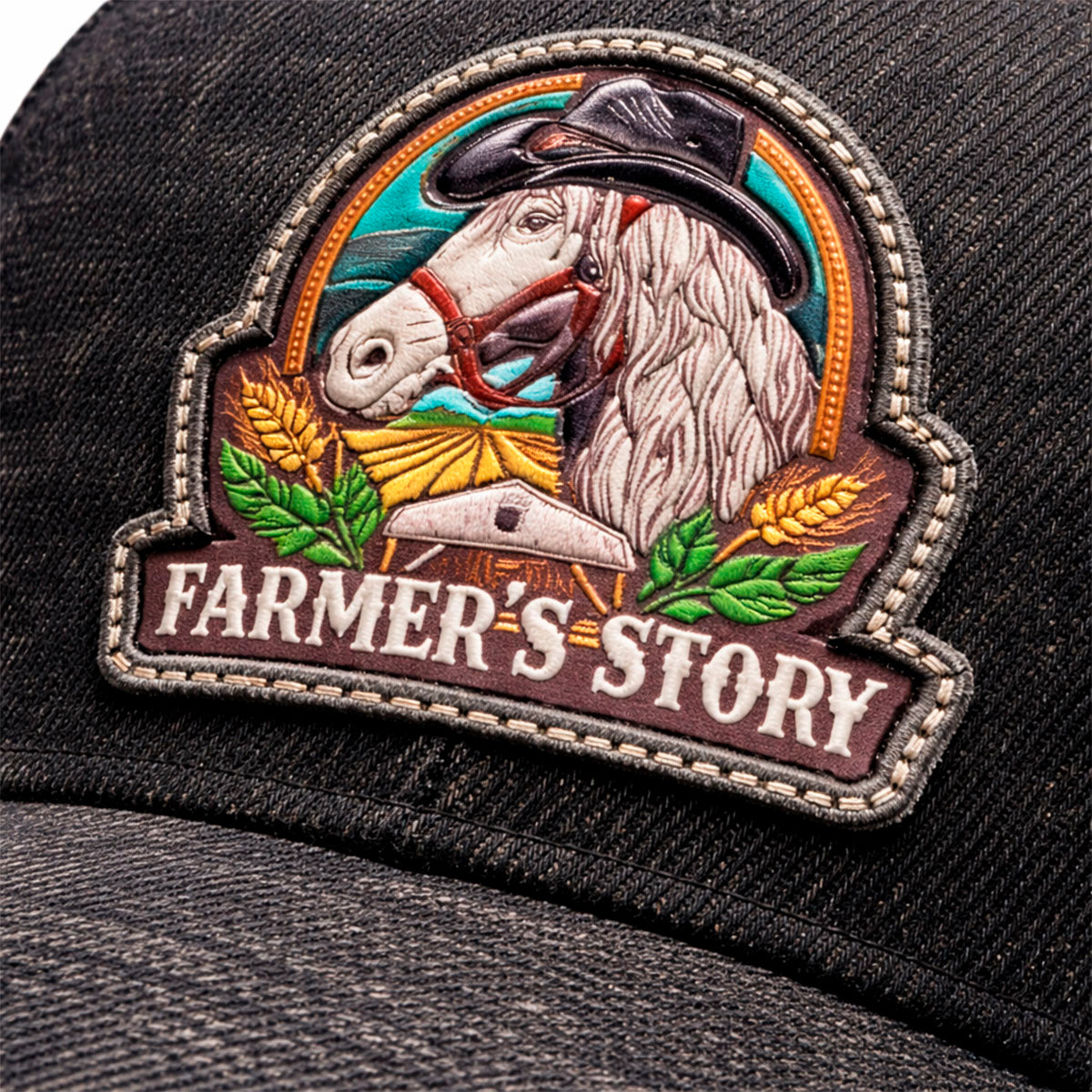 Gorra Knite Farmer Horse Black Trucker Caballo Ajustable gris oscuro