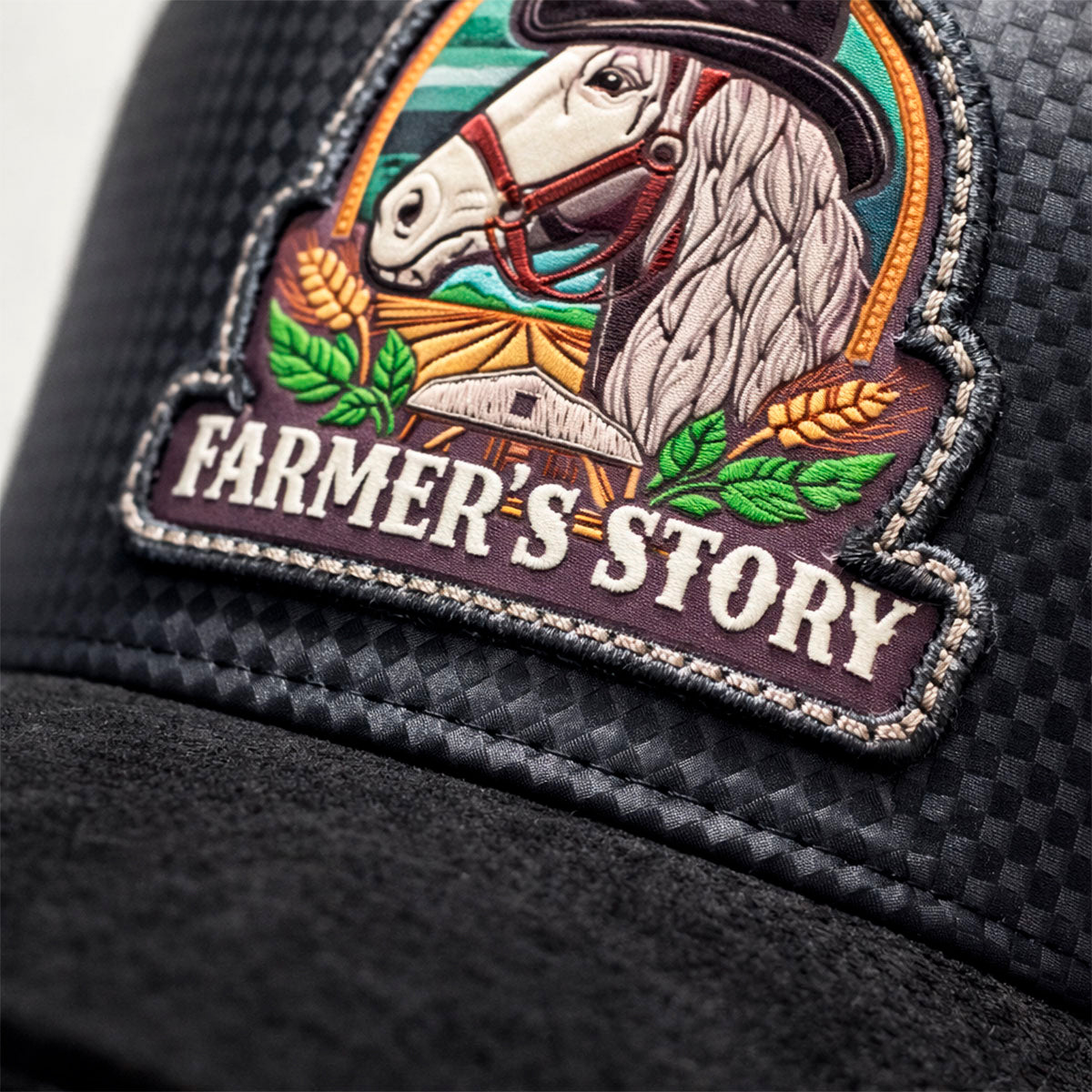 Gorra Knite Farmer Horse Black Trucker Caballo Ajustable negro
