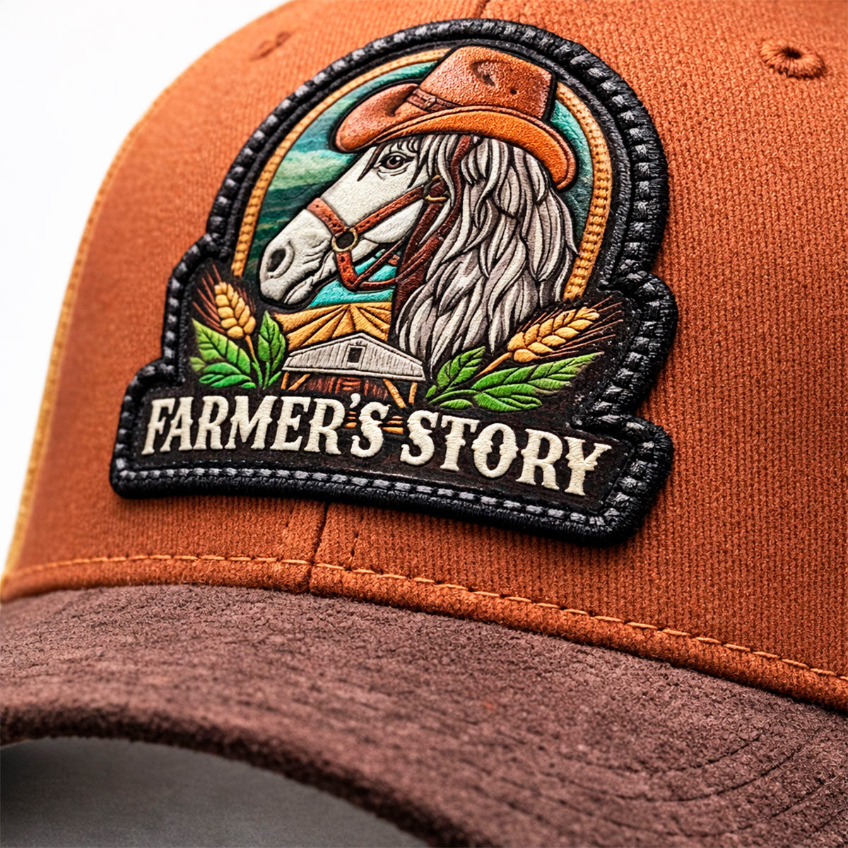 Gorra Knite Farmer Horse Brown Agro Trucker Caballo Rancho naranja
