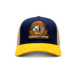 Gorra Knite Farmer Horse Brown Agro Trucker Caballo Rancho azul