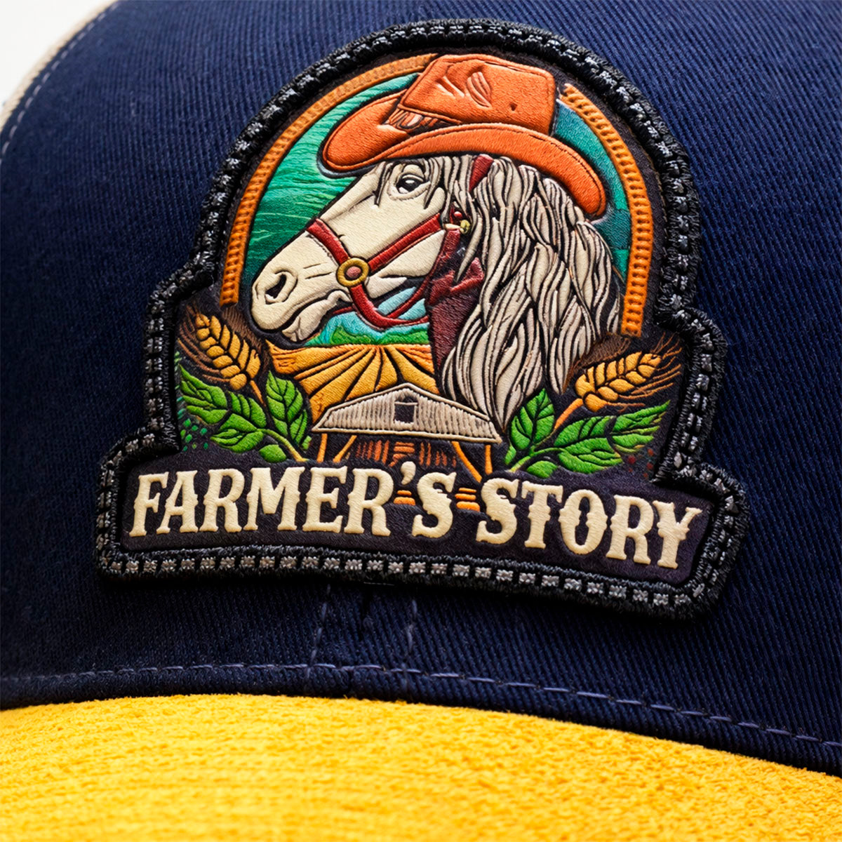 Gorra Knite Farmer Horse Brown Agro Trucker Caballo Rancho azul