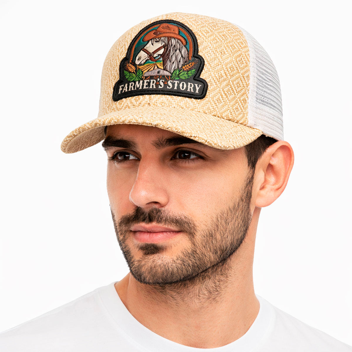 Gorra Knite Farmer Horse Brown Agro Trucker Caballo Rancho beige