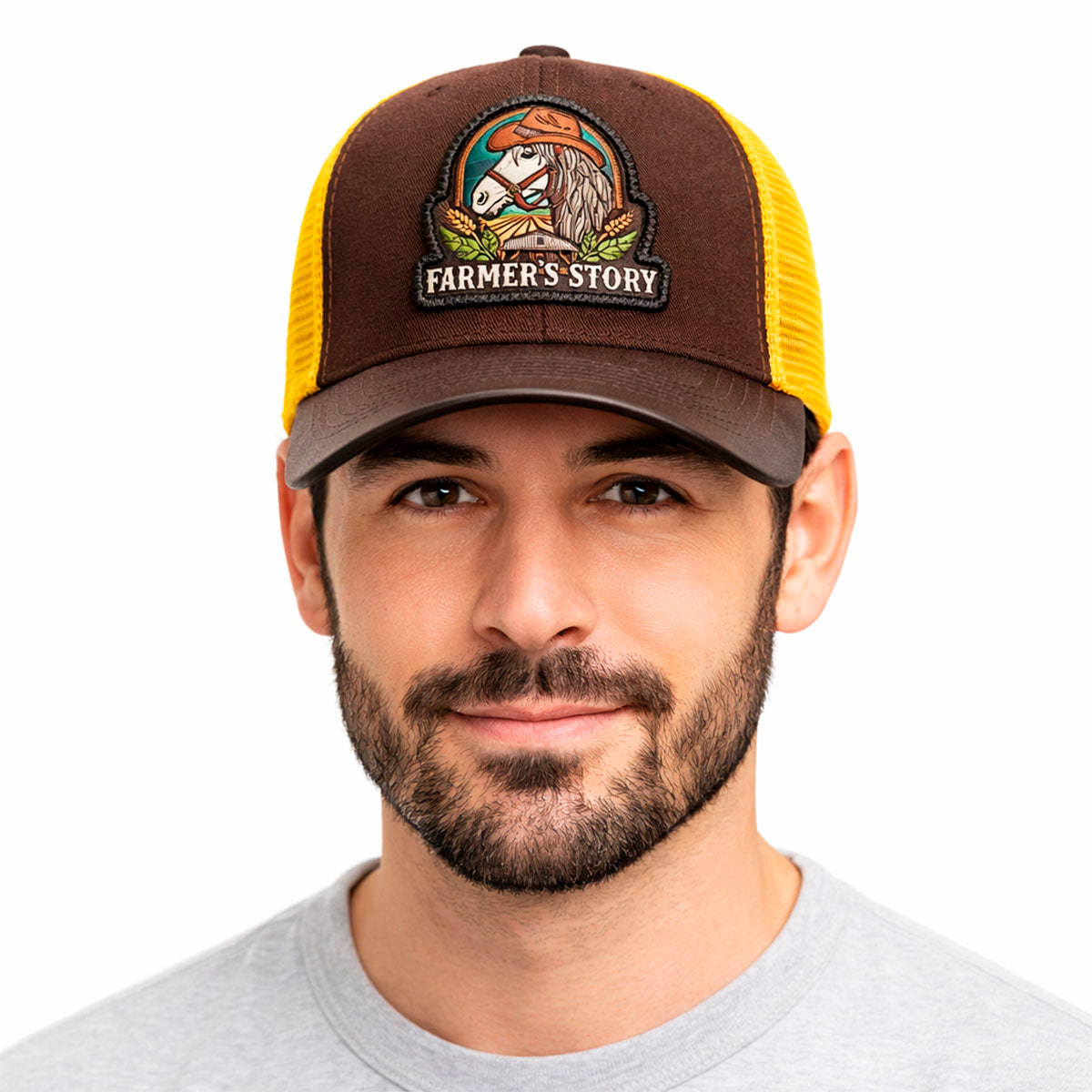 Gorra Knite Farmer Horse Brown Agro Trucker Caballo Rancho café