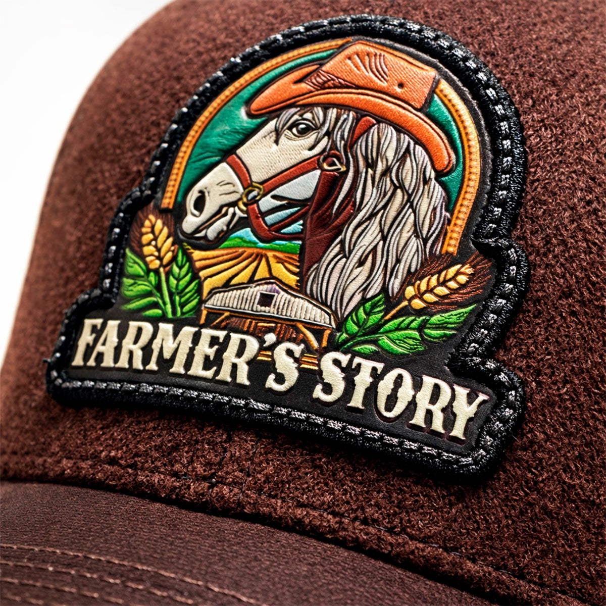 Gorra Knite Farmer Horse Brown Agro Trucker Caballo Rancho café