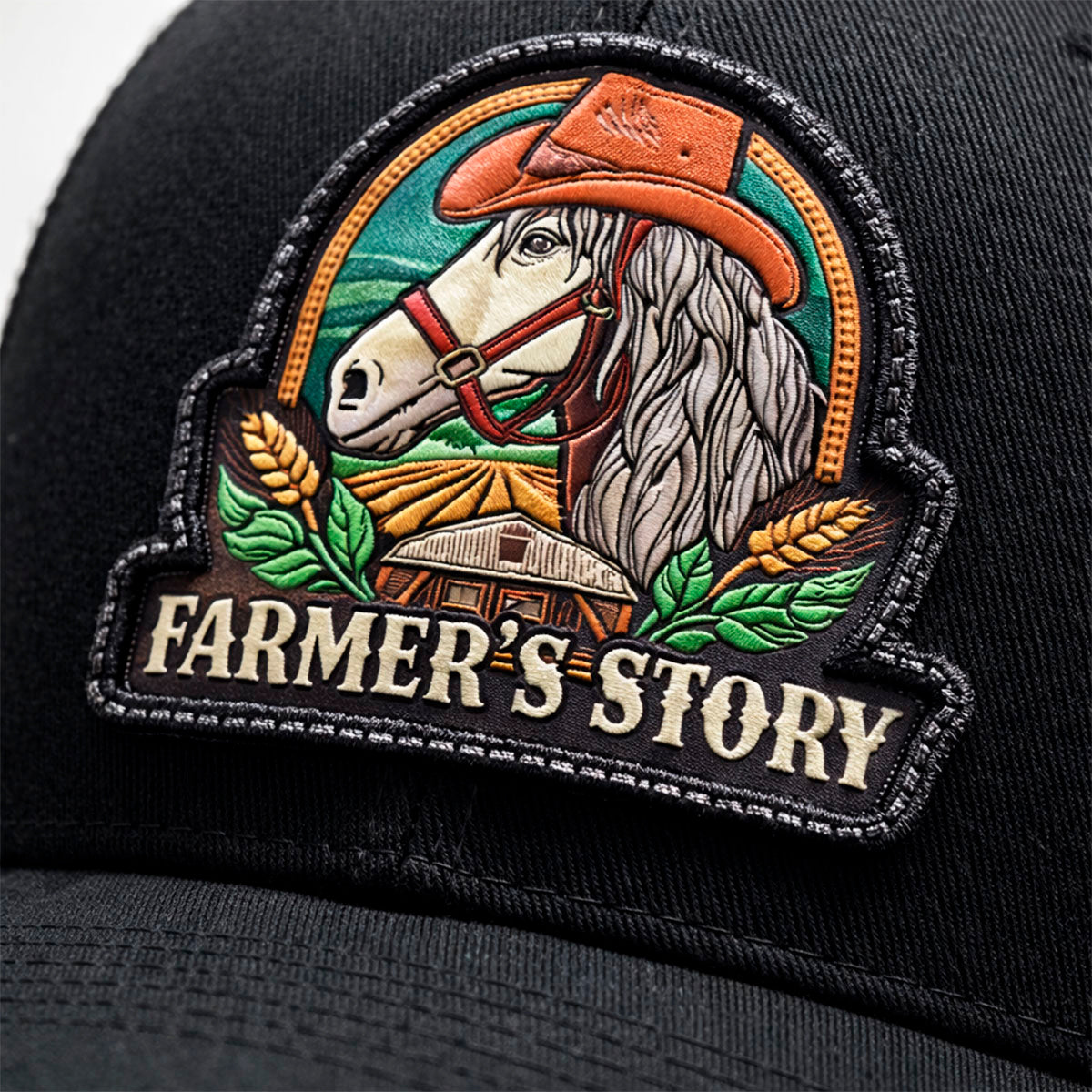 Gorra Knite Farmer Horse Brown Agro Trucker Caballo Rancho negro