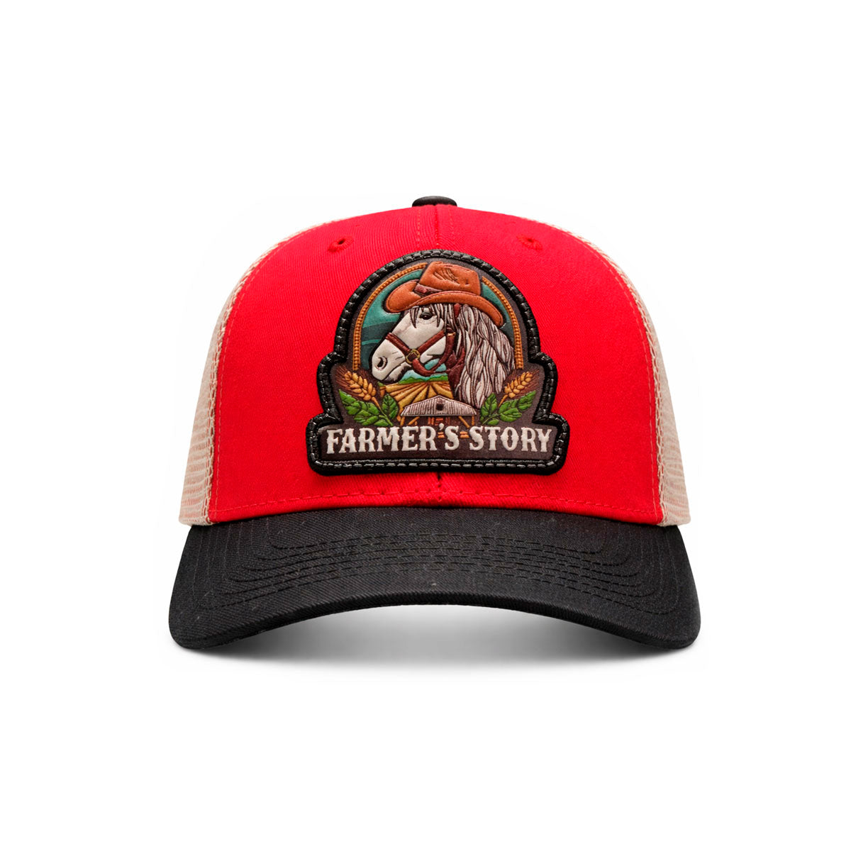 Gorra Knite Farmer Horse Brown Agro Trucker Caballo Rancho rojo