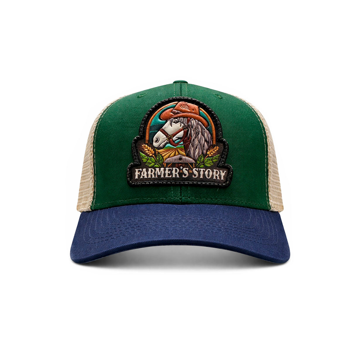 Gorra Knite Farmer Horse Brown Agro Trucker Caballo Rancho verde