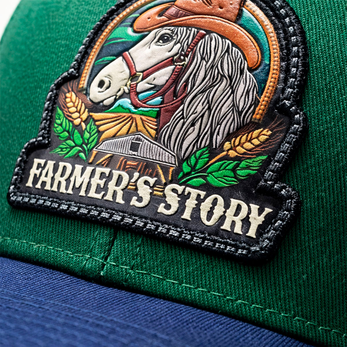 Gorra Knite Farmer Horse Brown Agro Trucker Caballo Rancho verde