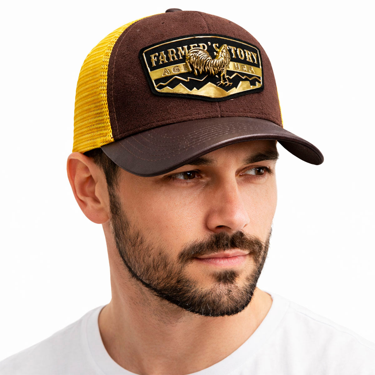 Gorra Knite Farmer Rooster Gold Trucker Gallo Oro Ajustable amarillo