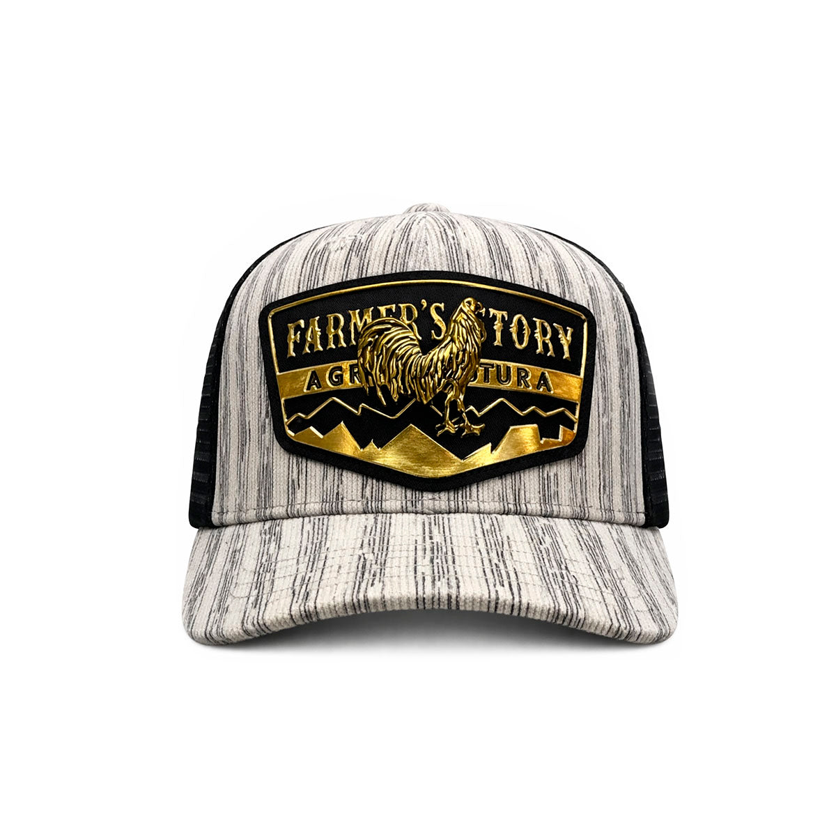 Gorra Knite Farmer Rooster Gold Trucker Gallo Oro Ajustable blanco