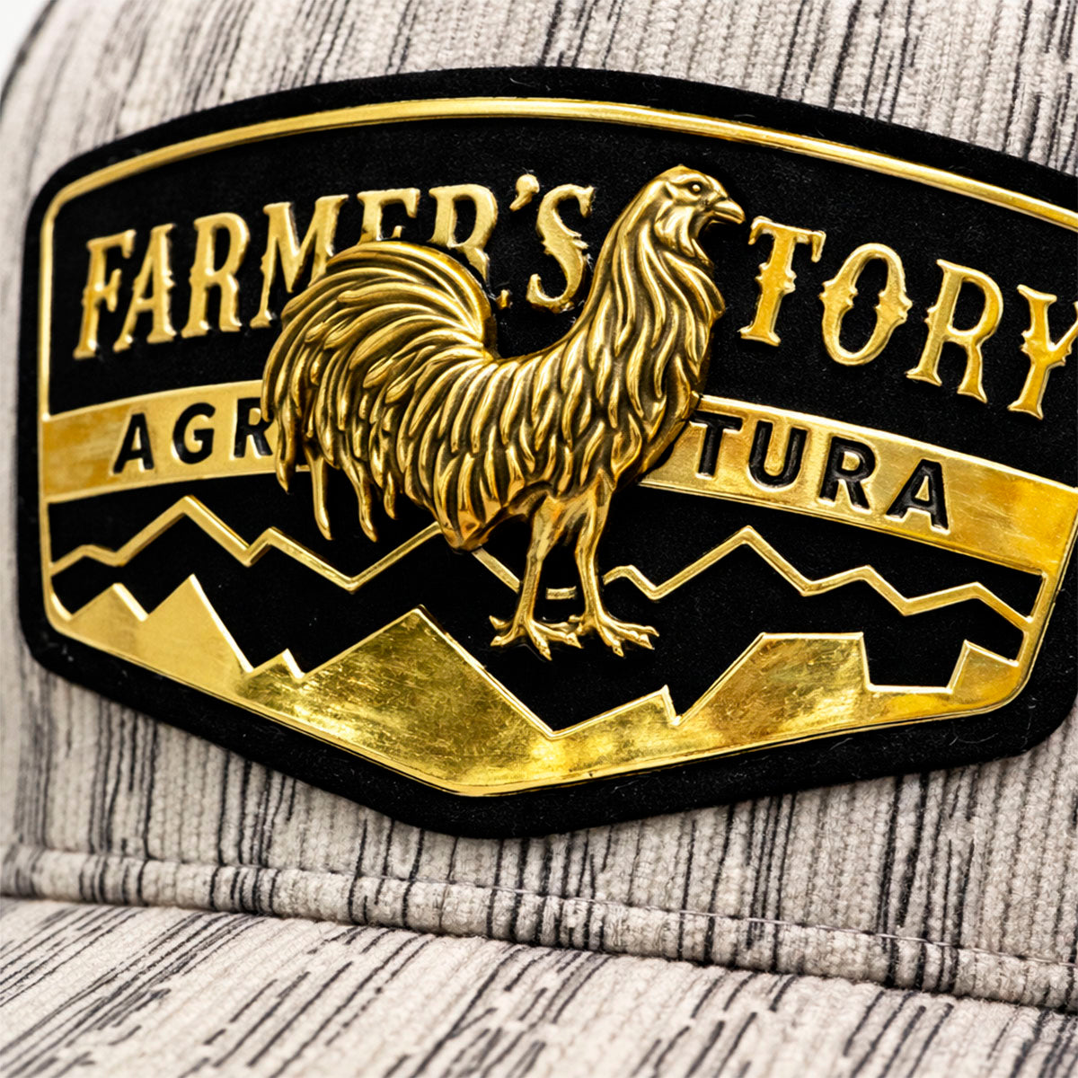Gorra Knite Farmer Rooster Gold Trucker Gallo Oro Ajustable blanco