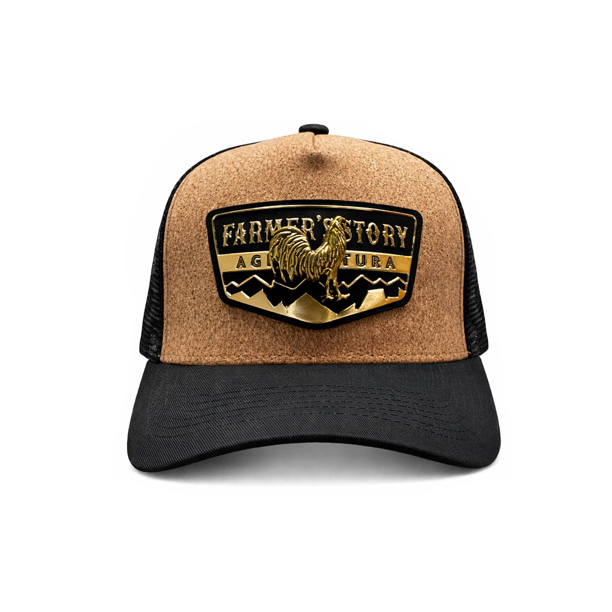 Gorra Knite Farmer Rooster Gold Trucker Gallo Oro Ajustable café