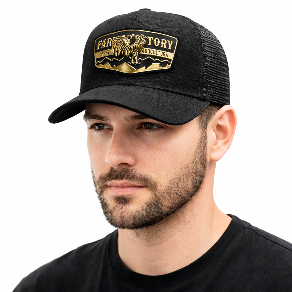 Gorra Knite Farmer Rooster Gold Trucker Gallo Oro Ajustable gris oscuro