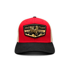 Gorra Knite Farmer Rooster Gold Trucker Gallo Oro Ajustable rojo