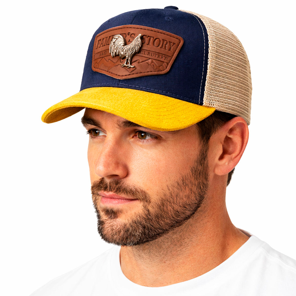 Gorra Knite Farmer Rooster Silver Trucker Plata Ajustable amarillo