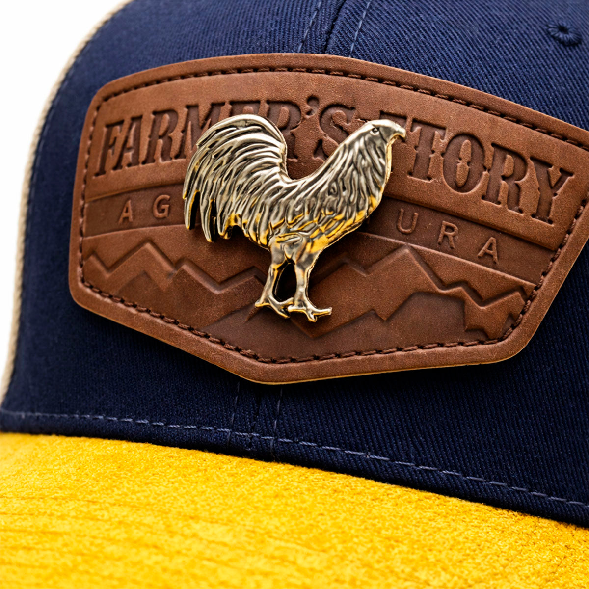 Gorra Knite Farmer Rooster Silver Trucker Plata Ajustable amarillo