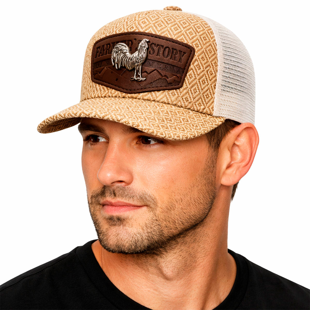 Gorra Knite Farmer Rooster Silver Trucker Plata Ajustable beige