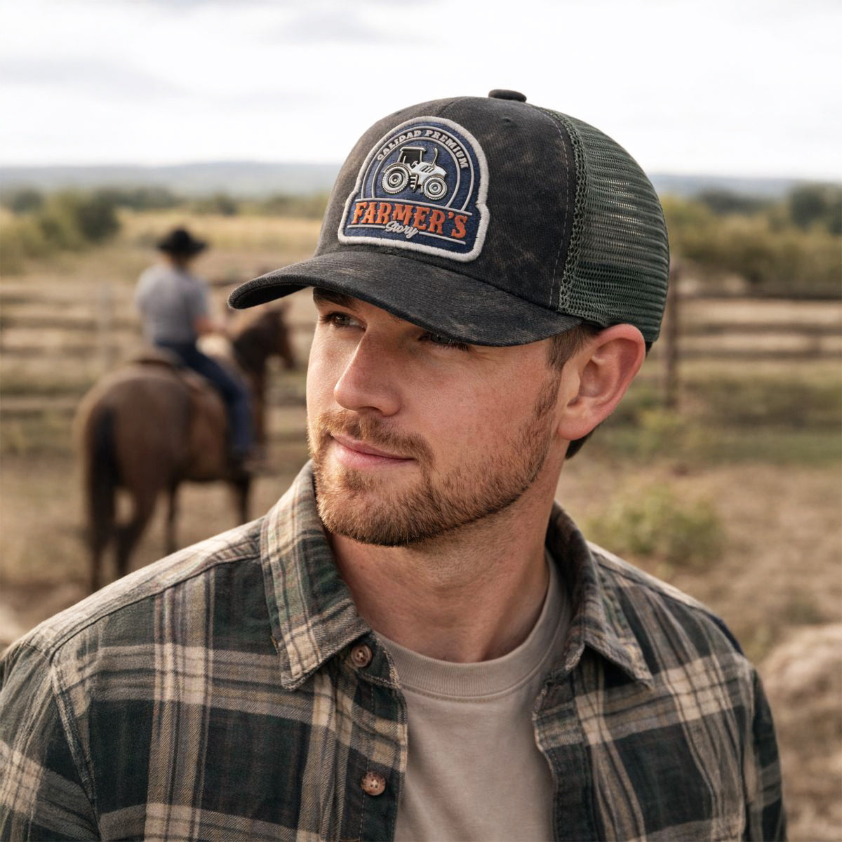 Gorra Knite Farmer Truck Tractor Azul Agro Ajustable Cap gris