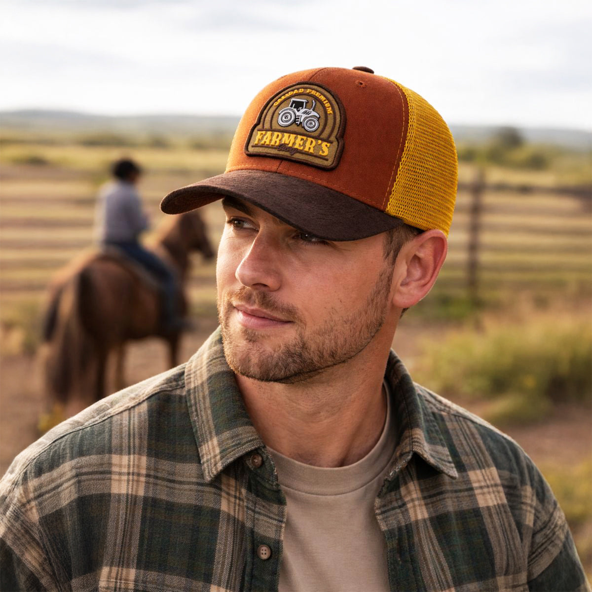 Gorra Knite Farmer Truck Tractor Oro Agro Ajustable Original naranja