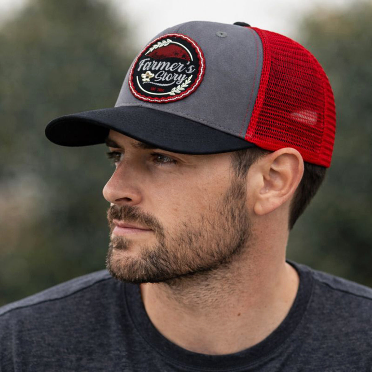 Gorra Knite Farmer Wheat Negro Trucker Ajustable Cap rojo