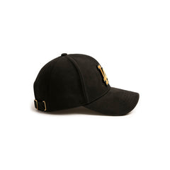 Gorra Knite Los Angeles hombre gamuza negra logo LA dorado 6g