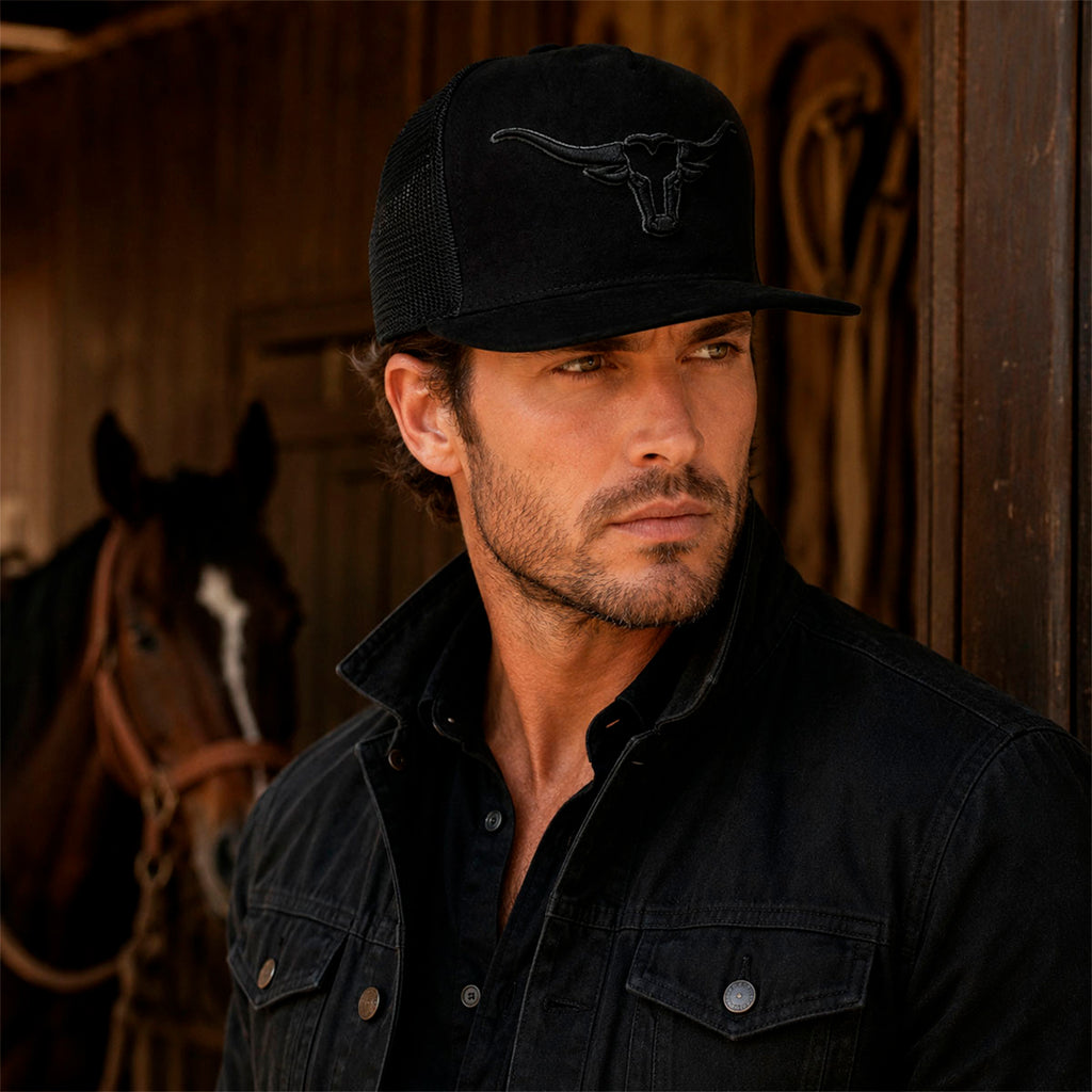 Gorra Trucker Negra Hombre Livestock Long Horns Original negro
