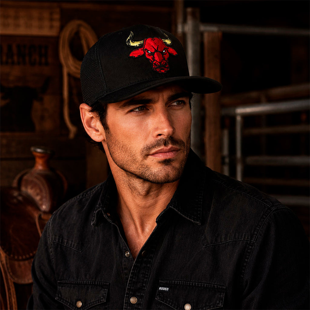 Gorra Trucker Negra Hombre Livestock Mad Bull Original negro