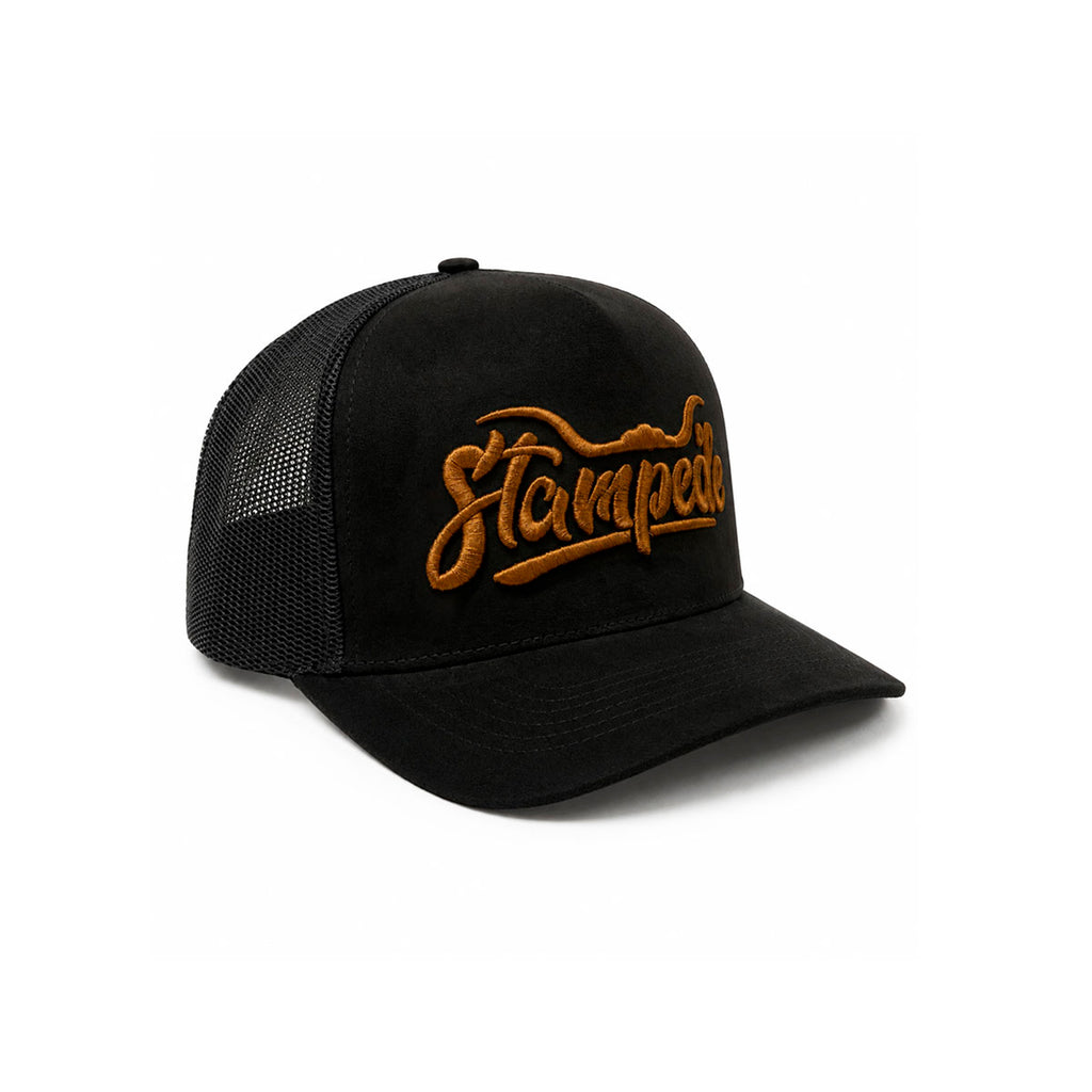 Gorra Trucker Caballero Stampede Black Negra Bordada negro