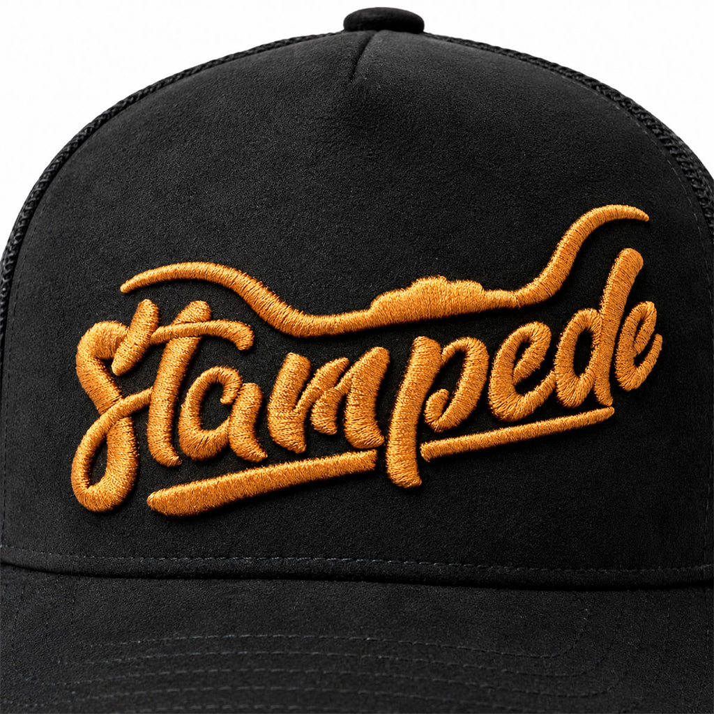 Gorra Trucker Caballero Stampede Black Negra Bordada negro