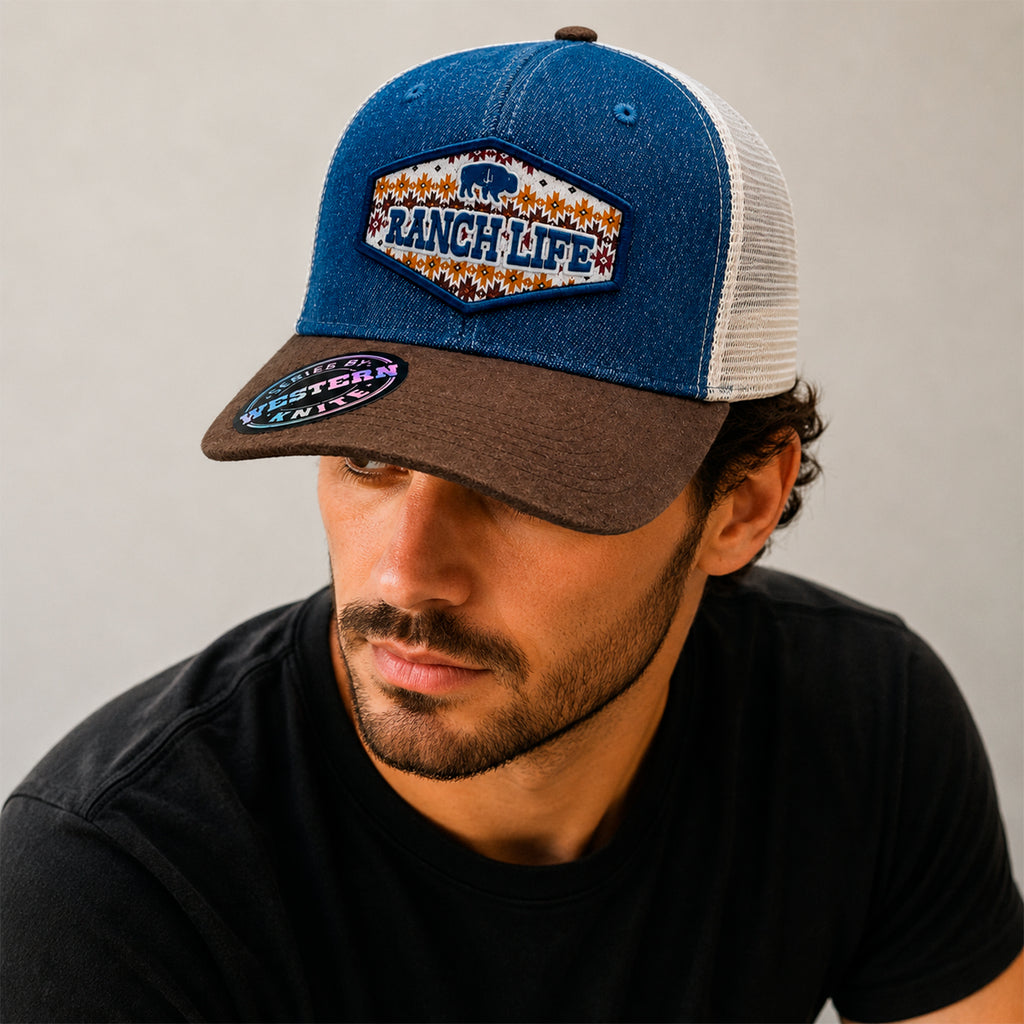 Gorra Knite Buffalo West Azul Hombre Malla Transpirable