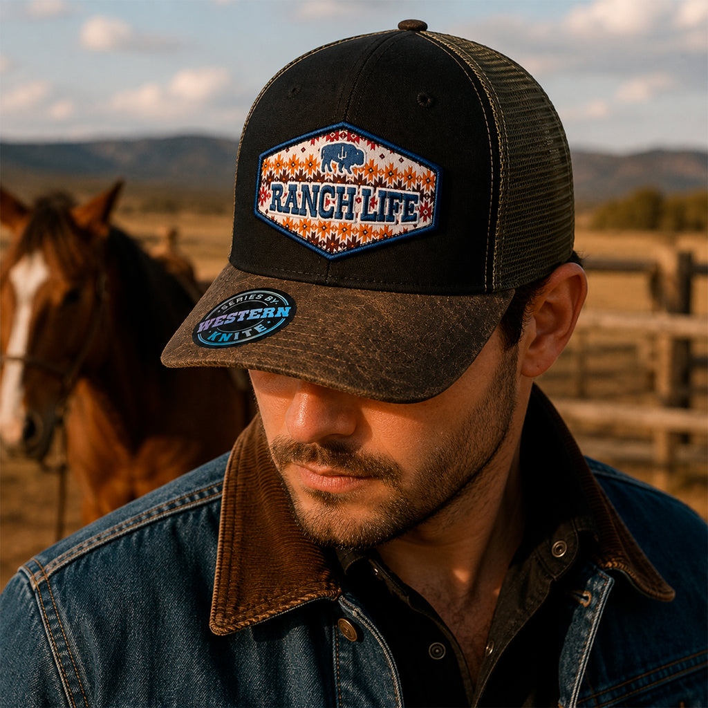 Gorra Knite Buffalo West Azul Hombre Malla Transpirable