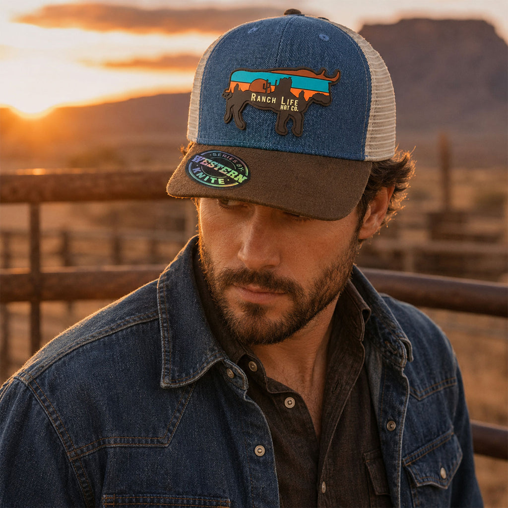 Gorra Hombre Knite Desert Longhorn Trucker Marron Vaquera